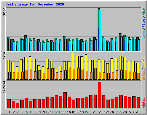 Daily usage for December 2020