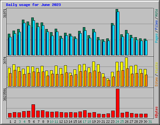 Daily usage for June 2023