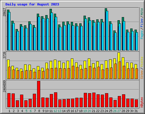 Daily usage for August 2023