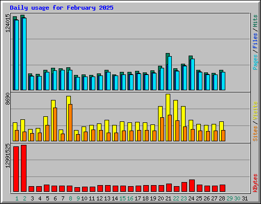 Daily usage for February 2025