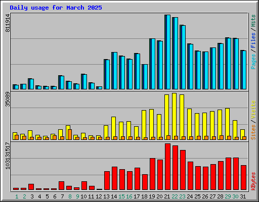 Daily usage for March 2025